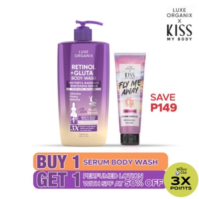 LUXE ORGANIX LUXE ORGANIX Retinol Body Wash + Kiss My Body Fly Me Away Lotion Bundle 1000ml