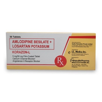 KORAZON L KORAZON L Amlodipine Besilate + Losartan Potassium 5mg/50mg Film-Coated Tablet 30s [PRESCRIPTION REQUIRED]
