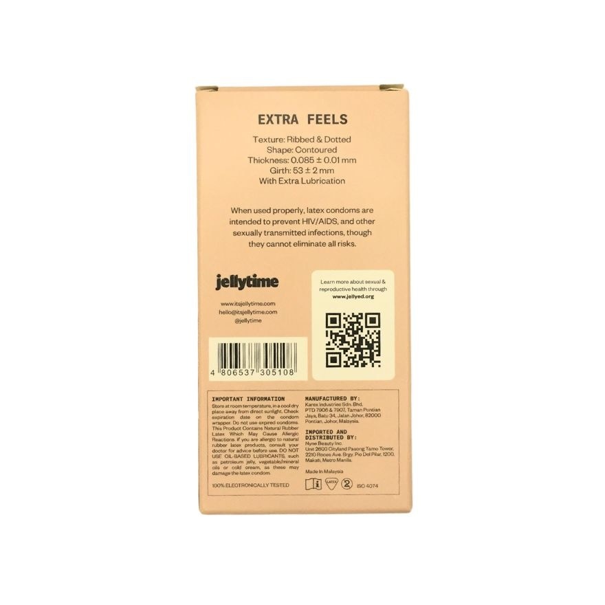 JELLY TIME Extra Feels Condoms Ribbed, Dotted & Contoured 10s