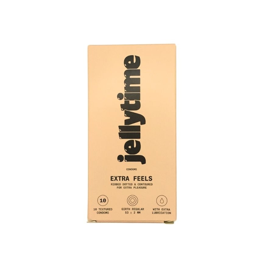 JELLY TIME Extra Feels Condoms Ribbed, Dotted & Contoured 10s