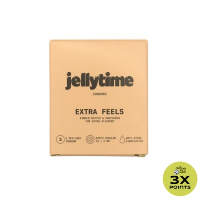 JELLY TIME JELLY TIME Extra Feels Condoms Ribbed, Dotted & Contoured 3s