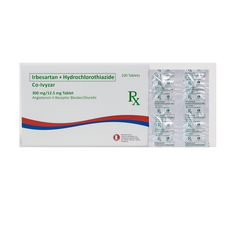 CO IVYZAR Irbesartan + Hydrochlorothiazide 300mg/12.5mg Sold Per Piece [PRESCRIPTION REQUIRED]