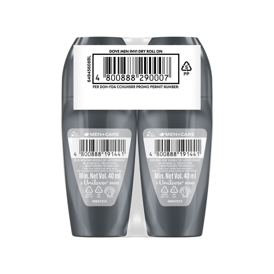 DOVE Men + Care Invisible Dry Antiperspirant Roll On 40ml Bundle
