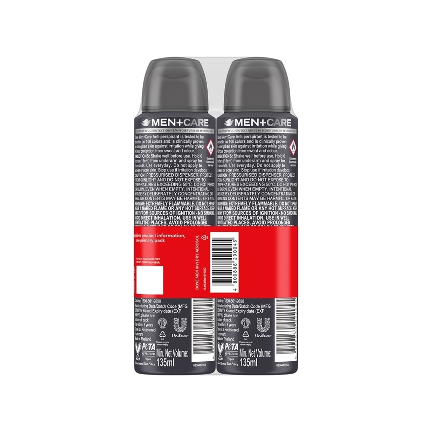 DOVE Men + Care Invisible Dry Antiperspirant Aerosol 135ml Bundle