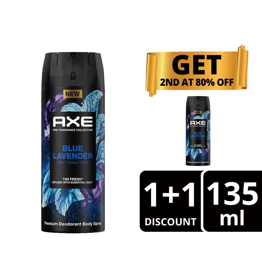 AXE Blue Lavender Deodorant Body Spray 135ml Bundle