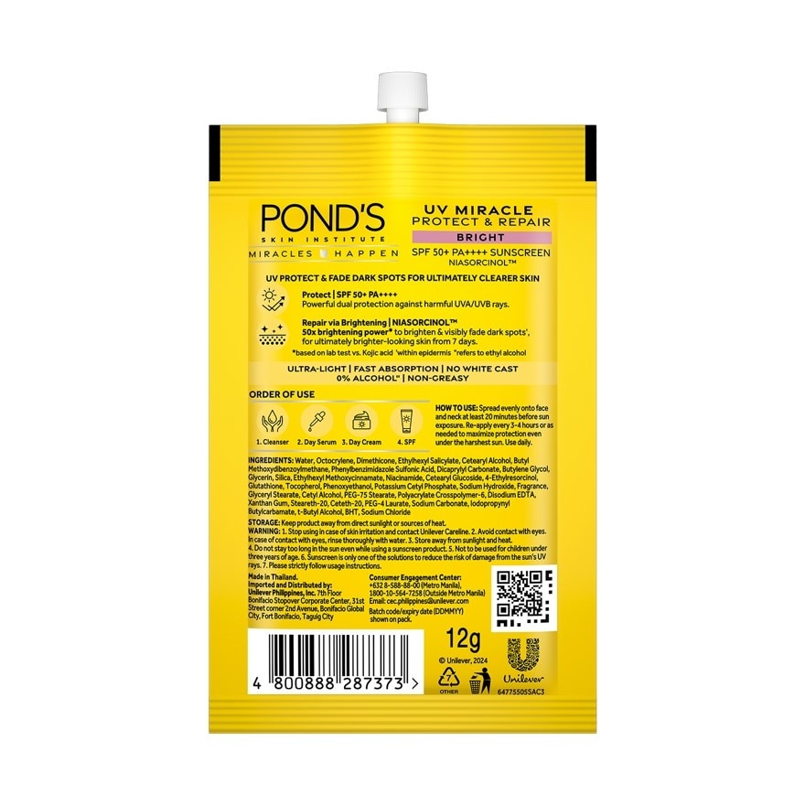 PONDS UV Miracle Bright Sunscreen SPF 50+ PA++++ 12g