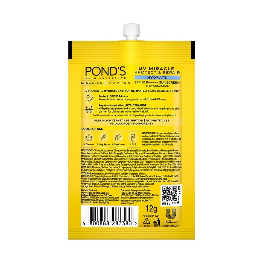 PONDS UV Miracle Hydrate Sunscreen SPF 50 PA++++ 12g