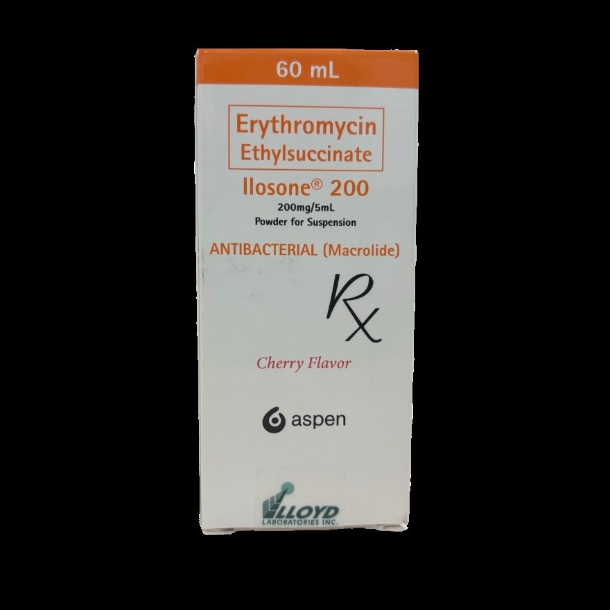 ILOSONE Erythromycin 200mg/5ml Powder for Suspension 60ml [PRESCRIPTION REQUIRED]