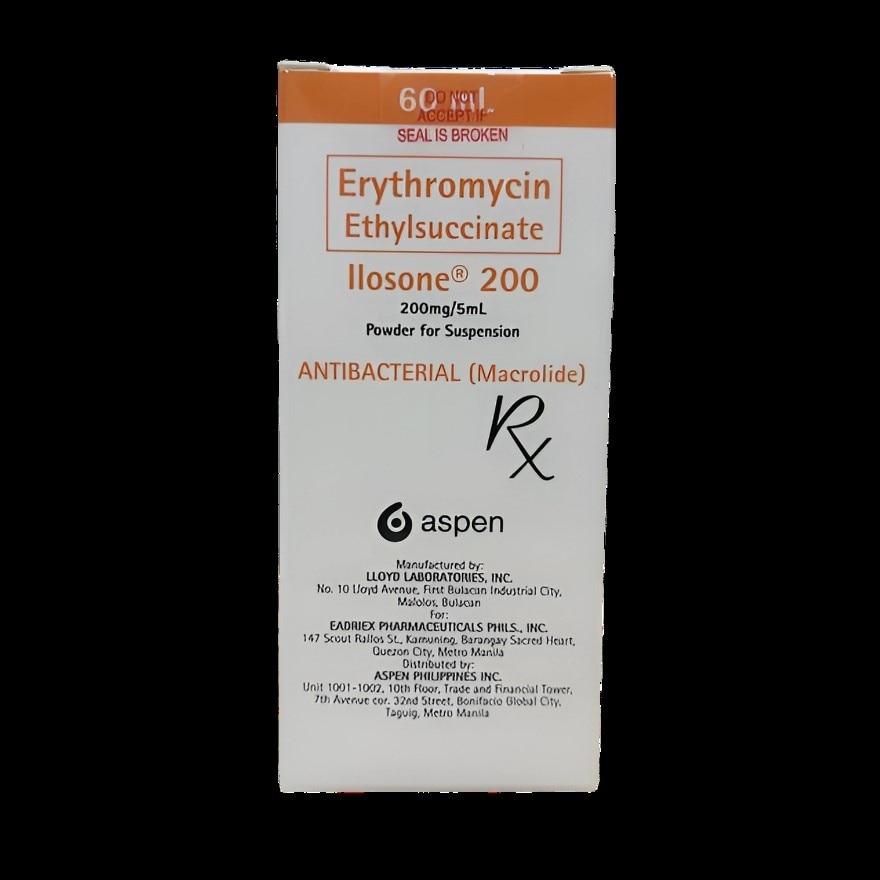 ILOSONE Erythromycin 200mg/5ml Powder for Suspension 60ml [PRESCRIPTION REQUIRED]