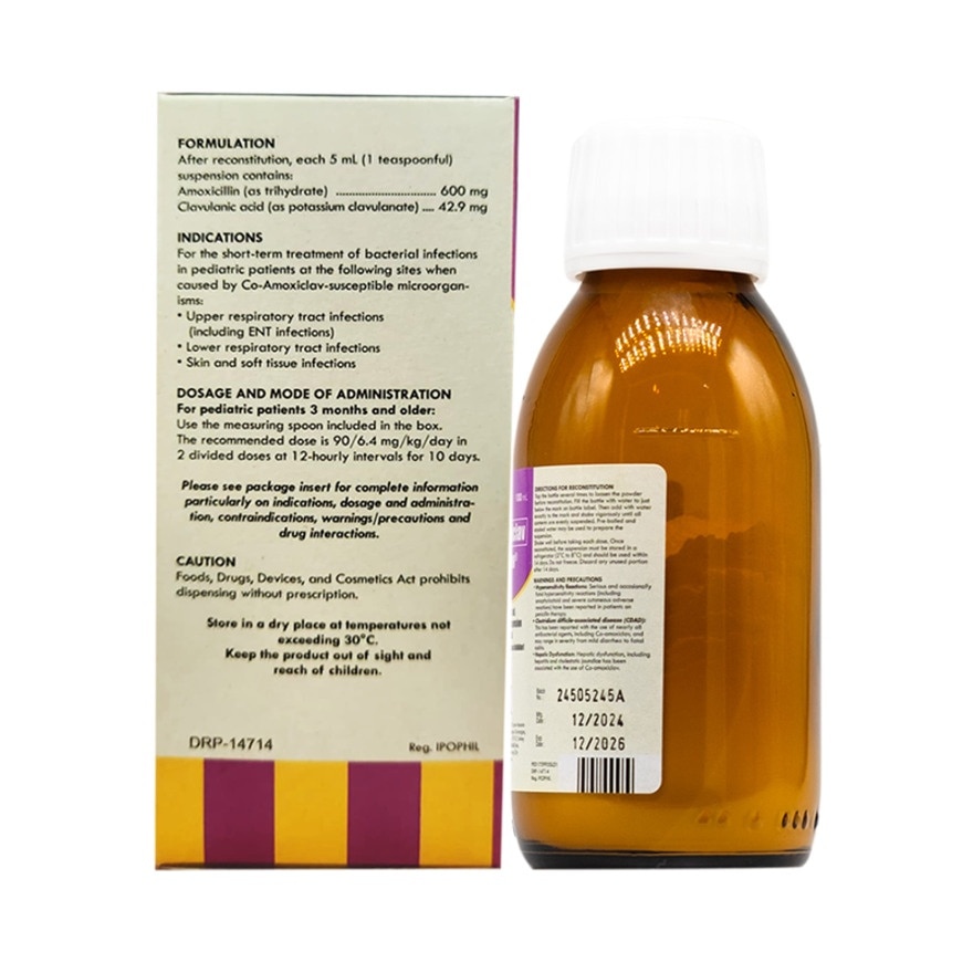 AMOCLAV Co-amoxiclav 642.9mg/ 5ml Powder For Oral Suspension 100ml [PRESCRIPTION REQUIRED]