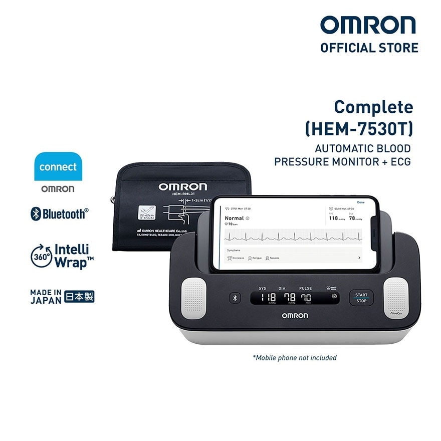 OMRON HEM 7503T Compete Automatic Upper Arm Blood Pressure Monitor Digital with Bluetooth