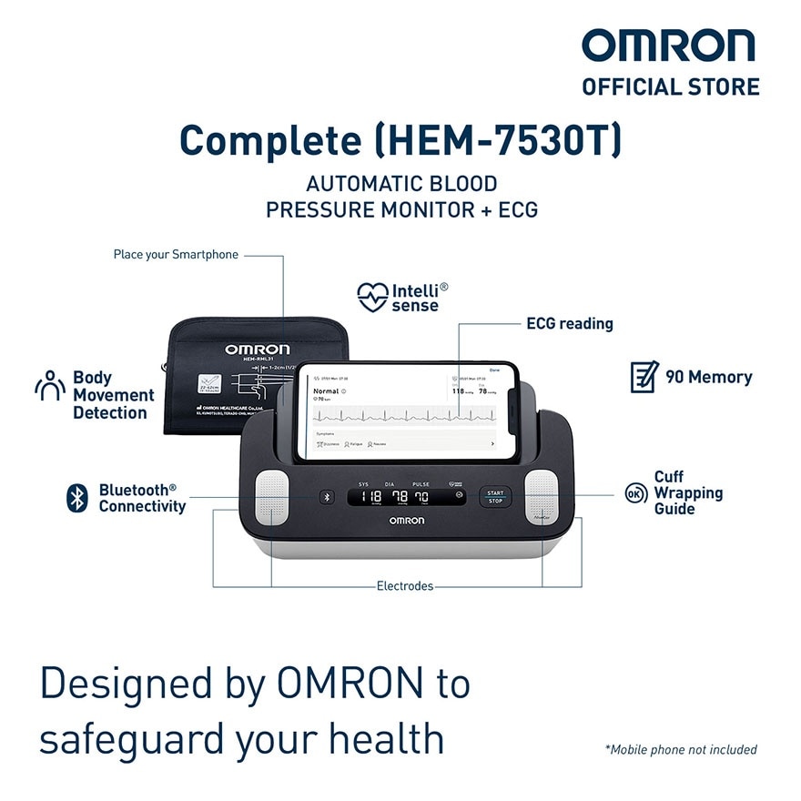 OMRON HEM 7503T Compete Automatic Upper Arm Blood Pressure Monitor Digital with Bluetooth
