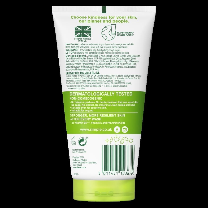 SIMPLE Kind to Skin Moisturizing Facial Wash 150ml