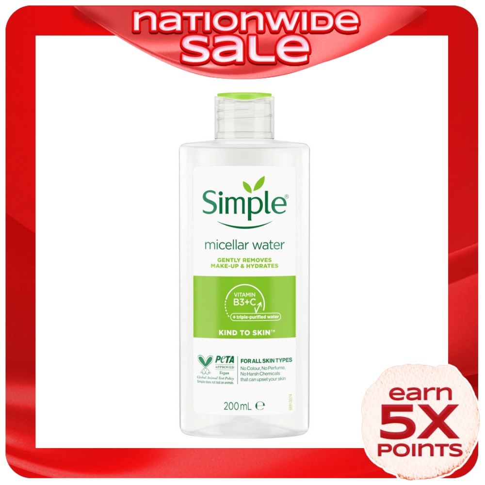 SIMPLE Kind to Skin Face Care Micellar Cleansing Water 200ml
