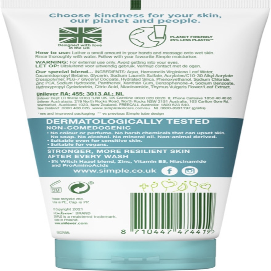 SIMPLE Daily Skin Detox Face Care Purifying Gel Wash 150ml