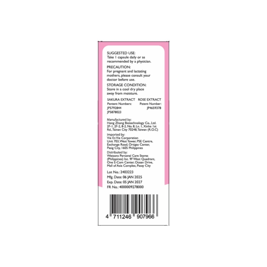 WATSONS GENERICS Glutathione + Collagen 800mg Capsule 30s