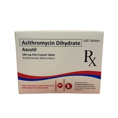 AZCOTIL AZCOTIL Azithromycin Dihydrate 500mg Film-Coated Tablet Sold Per Piece [PRESCRIPTION REQUIRED]