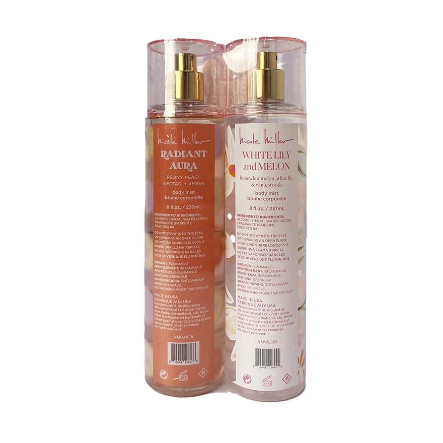 NICOLE MILLER White Lily and Melon & Radiant Aura Body Mist 237ml
