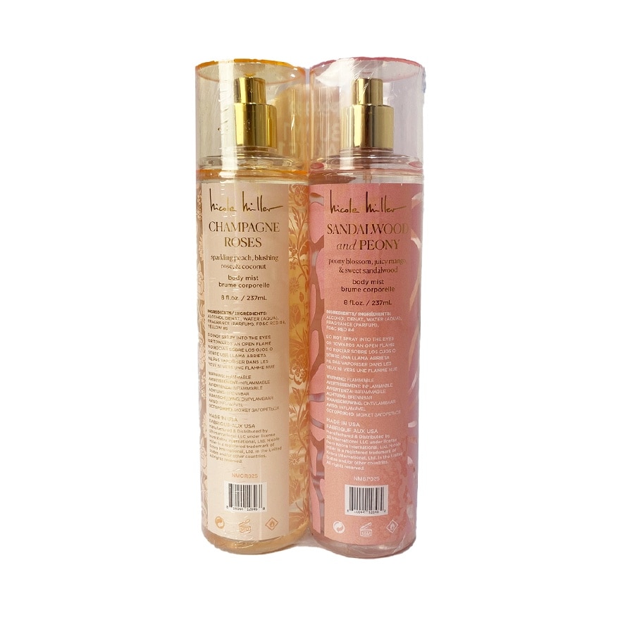 NICOLE MILLER Sandalwood and Peony & Champagne Roses Body Mist 237ml