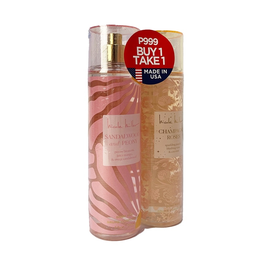 NICOLE MILLER Sandalwood and Peony & Champagne Roses Body Mist 237ml