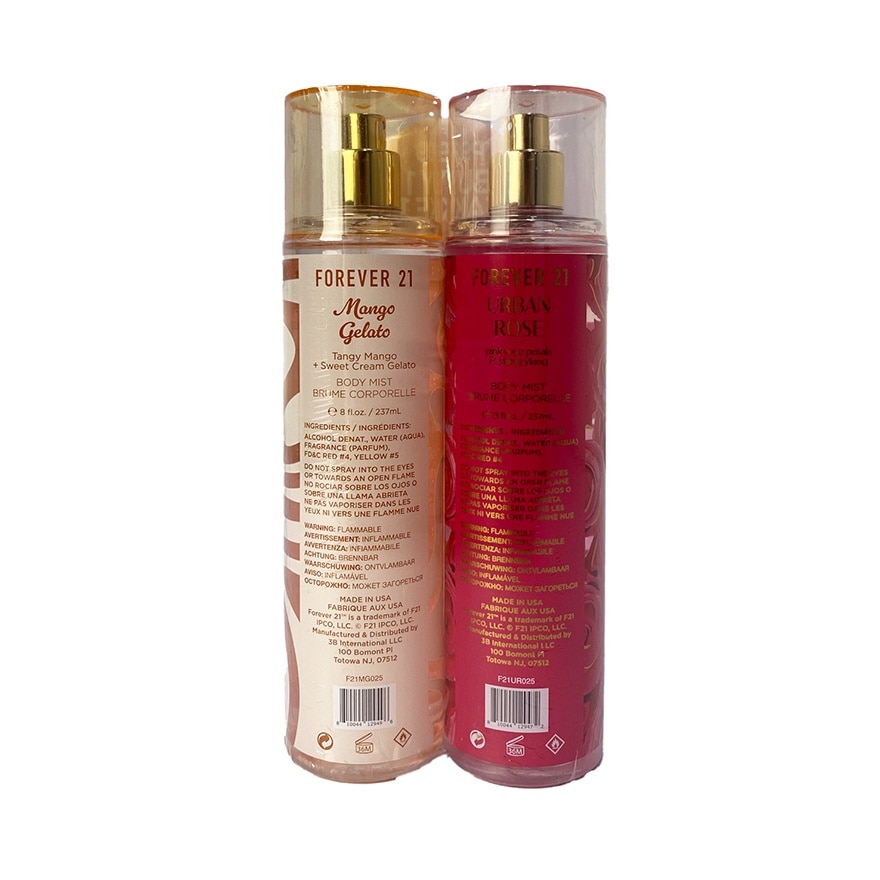 FOREVER 21 Urban Rose & Mango Gelato Body Mist 237ml