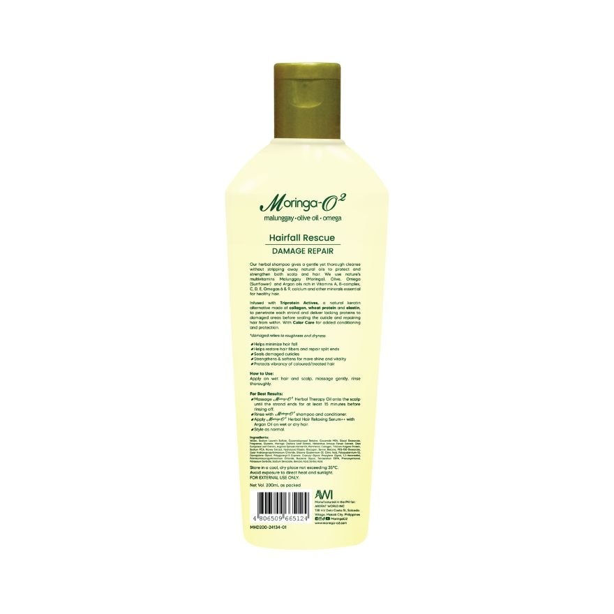 MORINGA O2 Herbal Hair-Fall Rescue with Argan Oil Damage Repair Shampoo 200ml