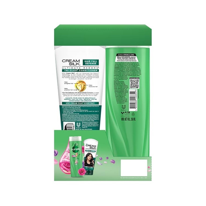 SUNSILK Strong & Long Shampoo & Cream Silk Hair Fall Defense Conditioner Habamazing Duo 180ml