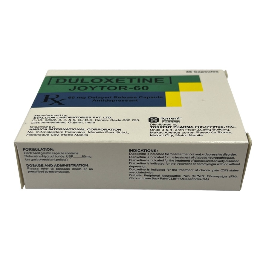 JOYTOR-60 Duloxetine Delayed Release Antidepressant Capsule Sold Per Piece [PRESCRIPTION REQUIRED]