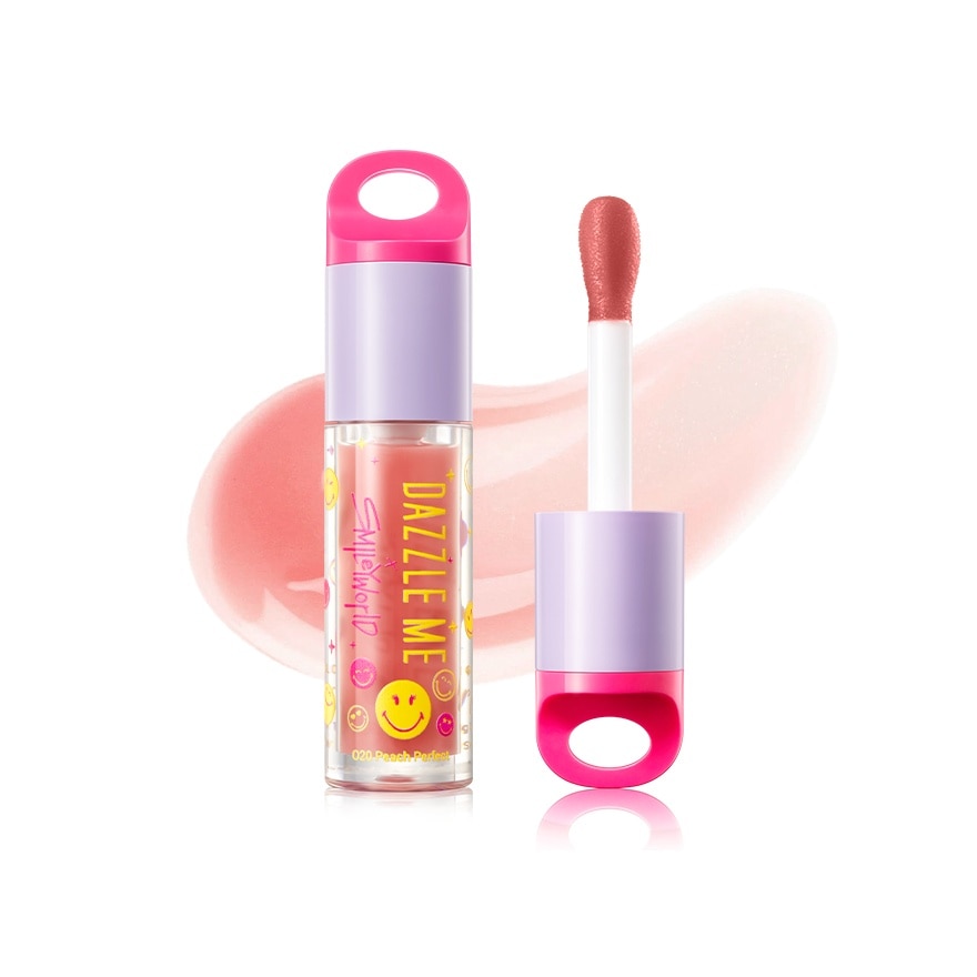 DAZZLE ME X Smiley World Over Glow Lip Oil 020 Peach Perfect 3.8g