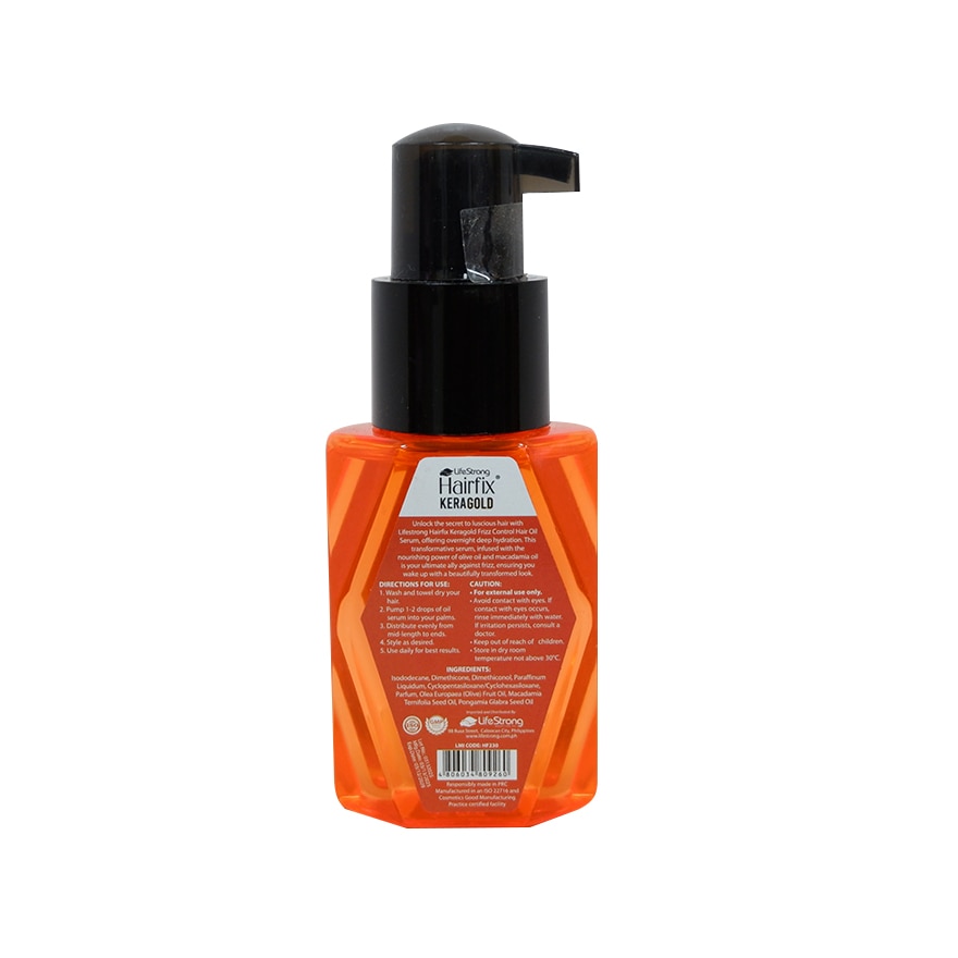 HAIRFIX Keragold Hair Olive Oil and Macadamia Oil Serum Frizz Control 65ml
