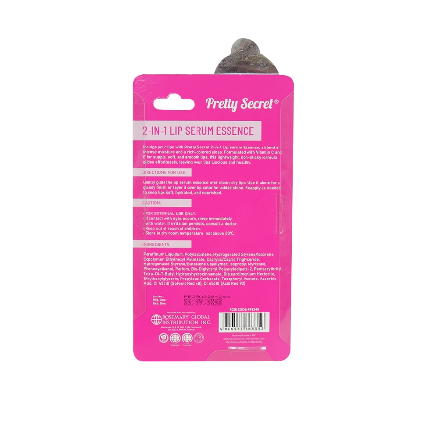 PRETTY SECRET 2-in-1 Lip Serum Essence Pink Candy 4ml