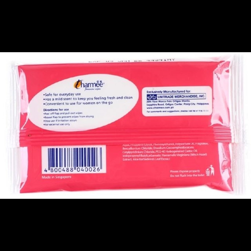 CHARMEE Feminine Wipes Powder Scent 10 Soft and Gentle Wipes