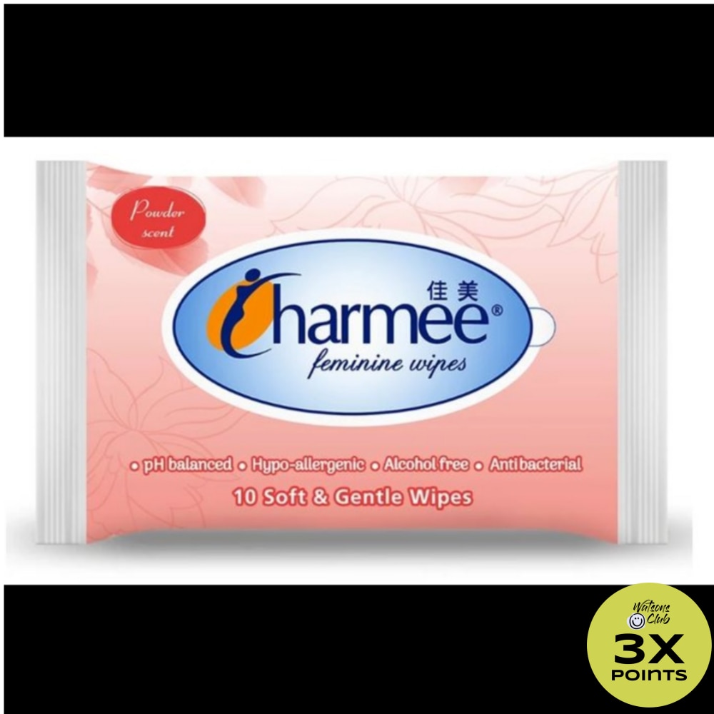 CHARMEE Feminine Wipes Powder Scent 10 Soft and Gentle Wipes