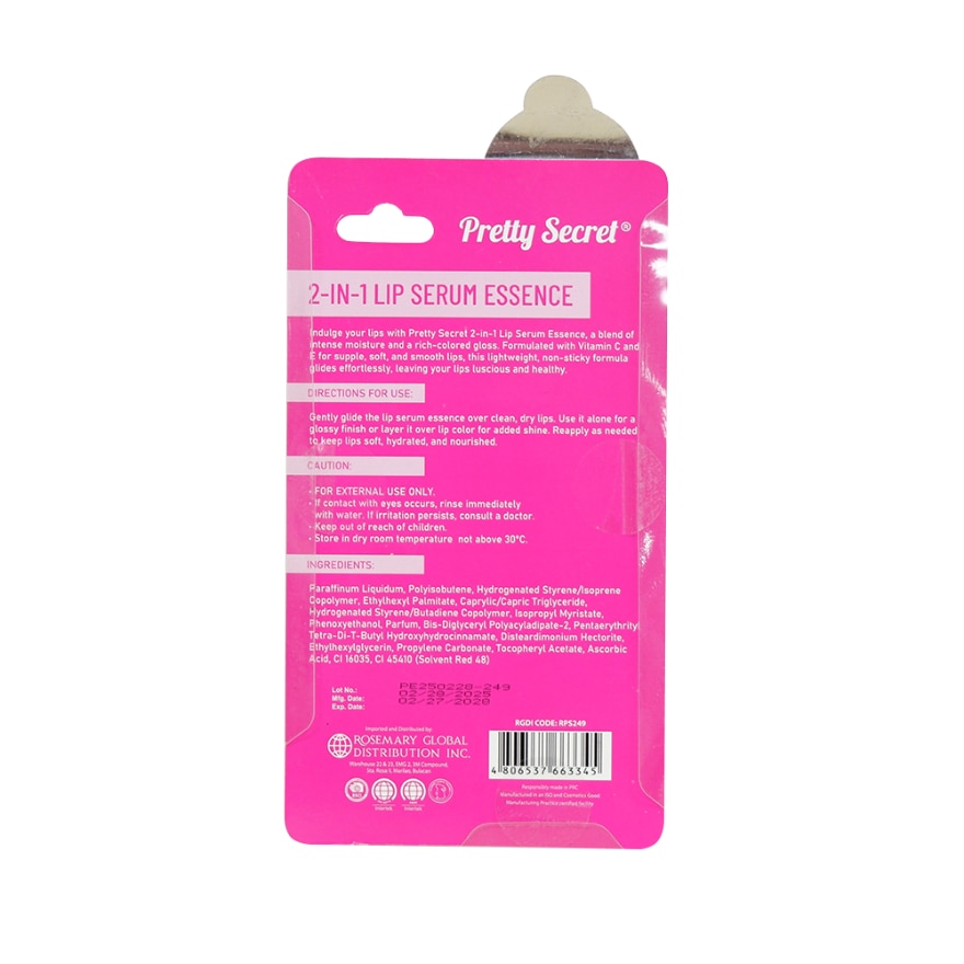 PRETTY SECRET 2-in-1 Lip Serum Essence Cherry Cheer 4ml