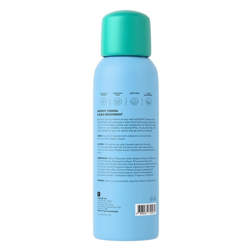 QUICK N.O.B.O Deodorant Made for Tweens 120ml