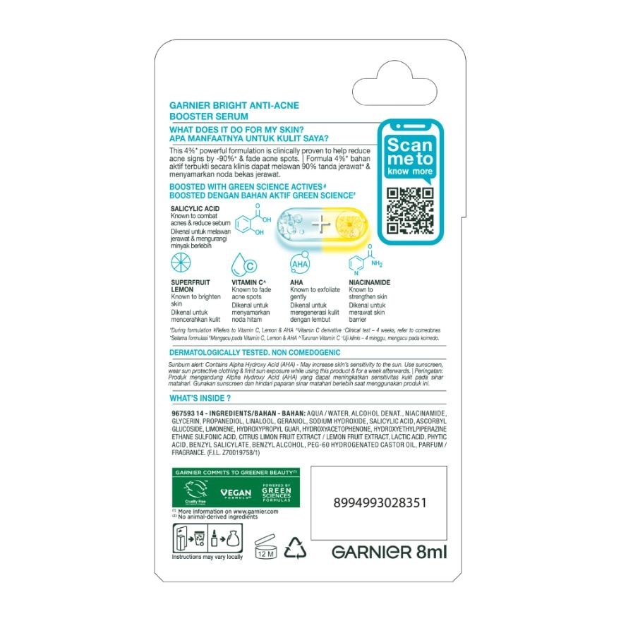 GARNIER Bright Anti-Acne Booster Serum 8ml