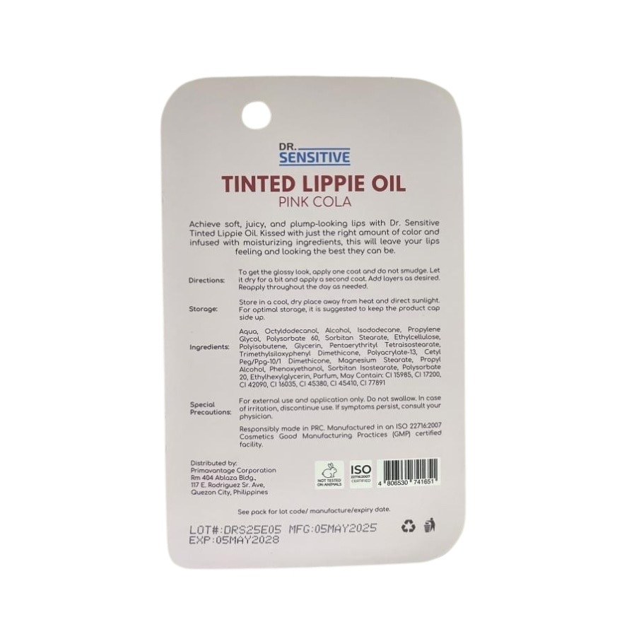 DR SENSITIVE Tinted Lippie Oil Pink Cola 12ml