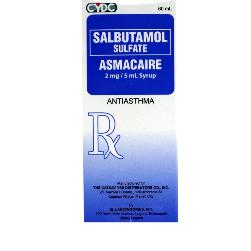 ASMACAIRE Salbutamol Sulfate 2mg/5mL Syrup Antiasthma [PRESCRIPTION REQUIRED]
