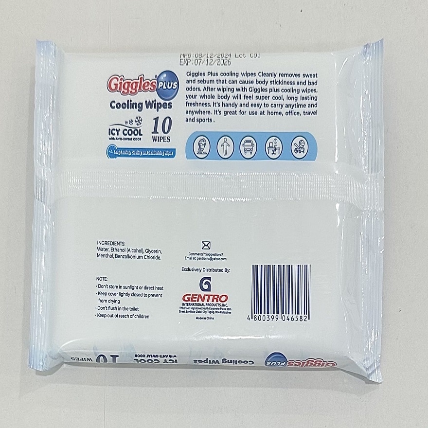 GIGGLES Plus Cooling Wipes 10 Pieces