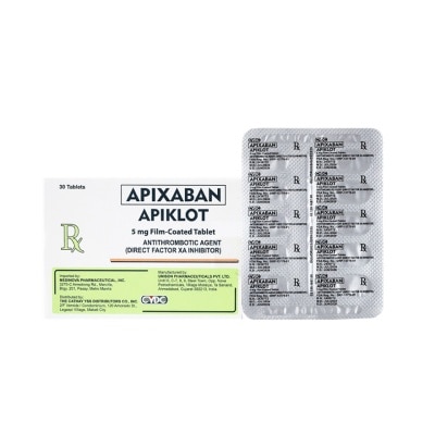 APIKLOT APIKLOT Apixaban Antithrombotic Agent Film Coated Tablet 5mg Direct Factor XA Inhibitor Sold Per Piece [PRESCRIPTION REQUIRED]