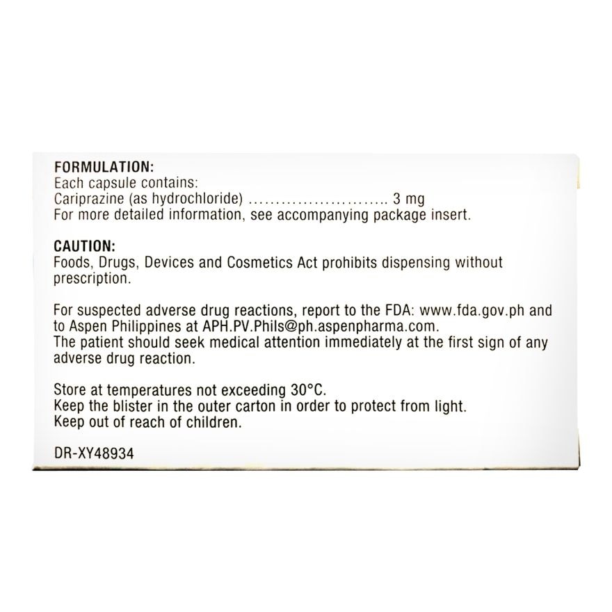 REAGILA Antipsychotic 3 mg Capsule Sold Per Piece [PRESCRIPTION REQUIRED]