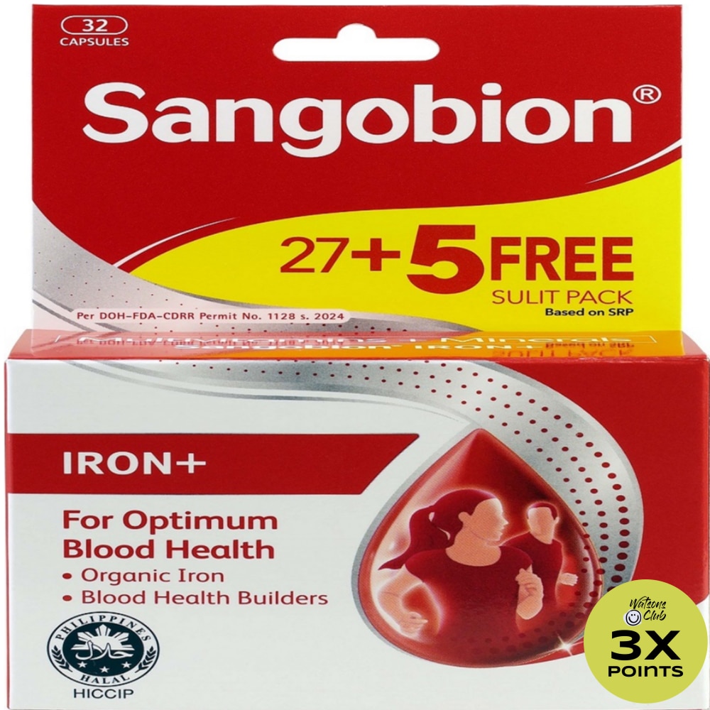 SANGOBION Iron + For Optimum Blood Health 27 + 5 Capsules Pack