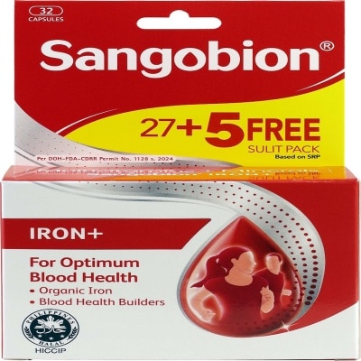 SANGOBION SANGOBION Iron + For Optimum Blood Health 27 + 5 Capsules Pack