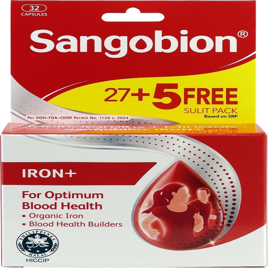 SANGOBION Iron + For Optimum Blood Health 27 + 5 Capsules Pack