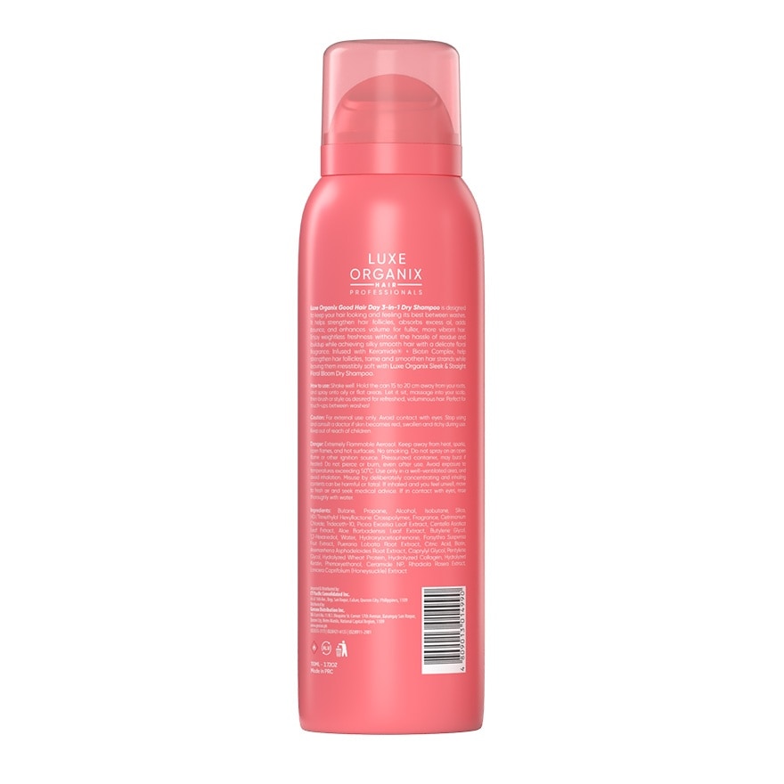 LUXE ORGANIX Hair Professionals 3in1 Dry Shampoo Sleek & Straight Floral Bloom 110ml