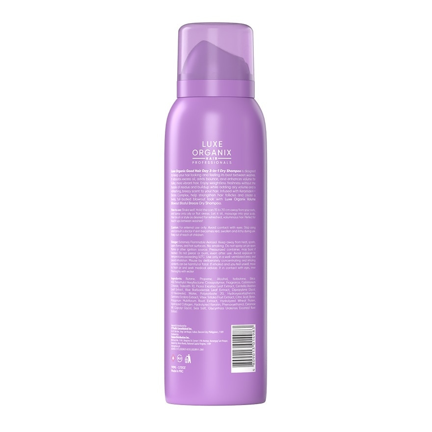 LUXE ORGANIX Hair Professionals 3in1 Dry Shampoo Volume Blowout Blissful Breeze 110ml