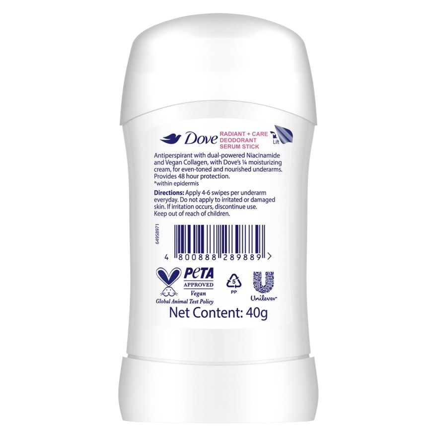 DOVE Radiant + Care Deodorant Serum Stick Niacinamide + Vegan Collagen 40g