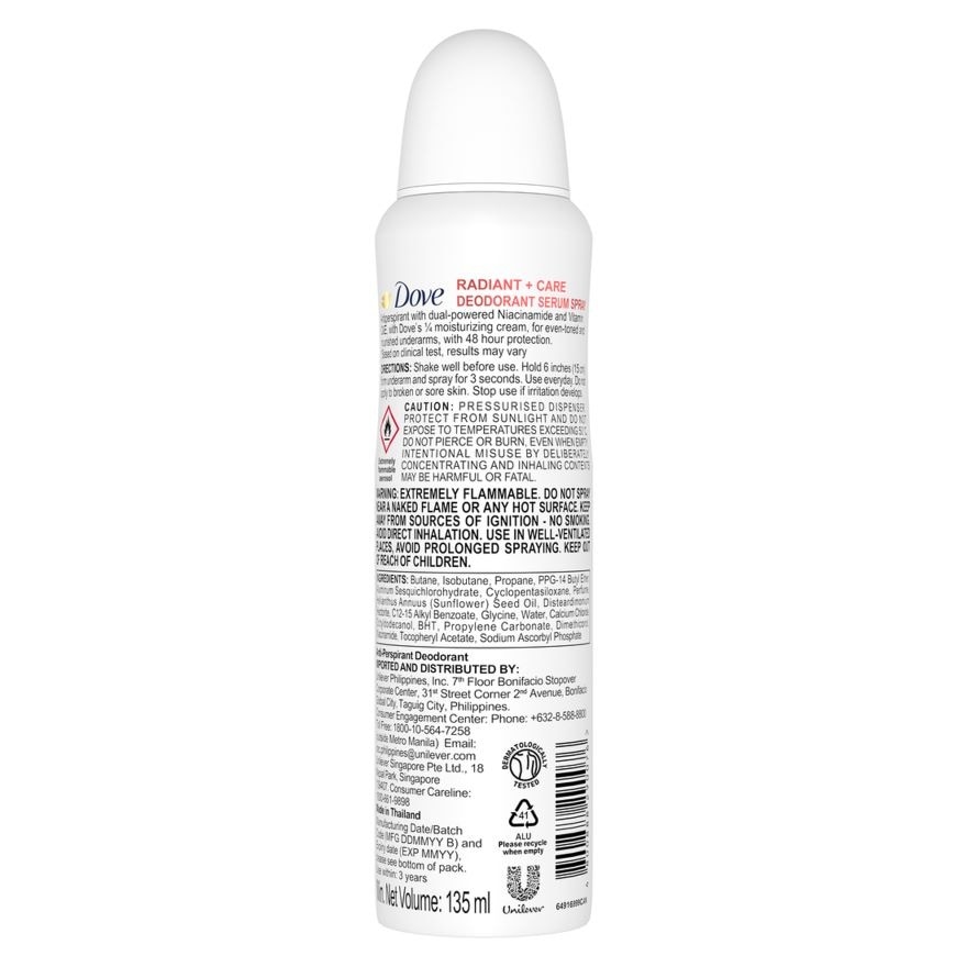 DOVE Radiant + Care Deodorant Serum Spray 135ml