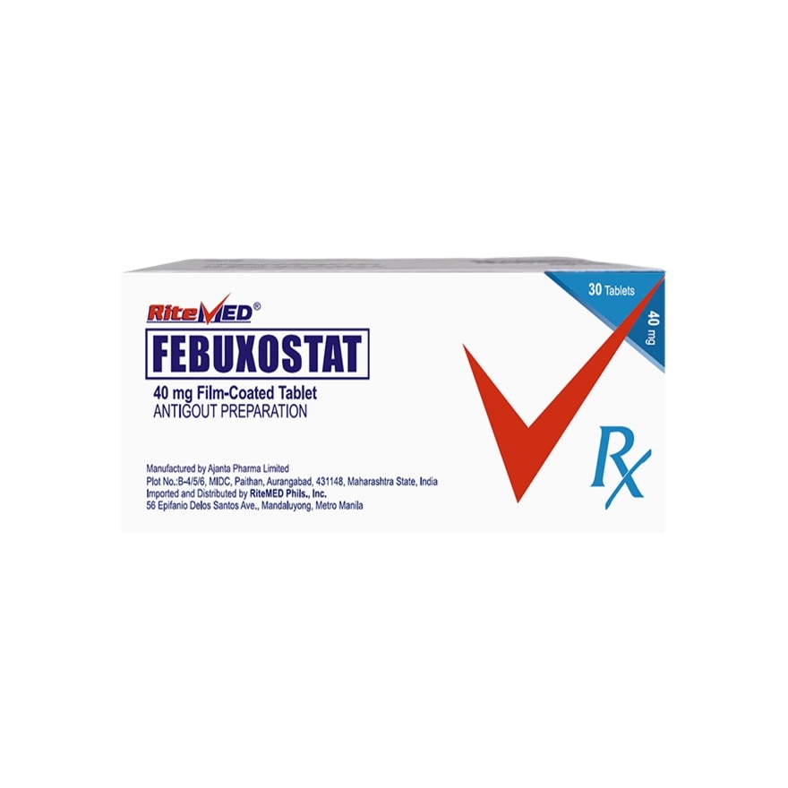 RITEMED Febuxostat Antigout Preparation Film Coated Tablet 40mg Sold Per Piece [PRESCRIPTION REQUIRED]