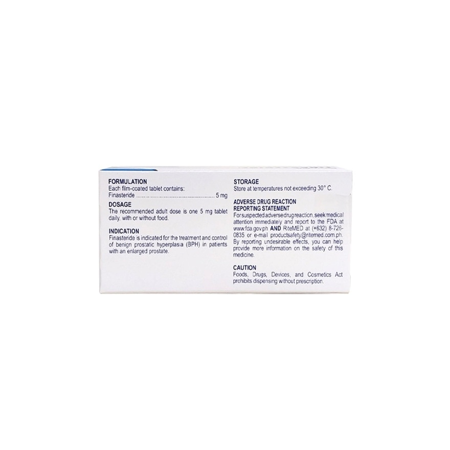 RITEMED Finasteride Film Coated Tablet 5mg Sold Per Piece [PRESCRIPTION REQUIRED]